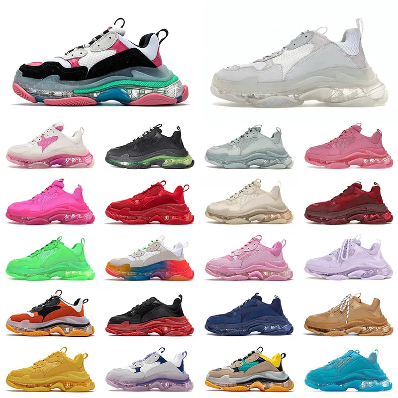 2022 New Arrival Designer triple s casual shoes mens women crystal clear sole platform sneakers 1fw paris vintage old men outdoor trainers sports 3- G1