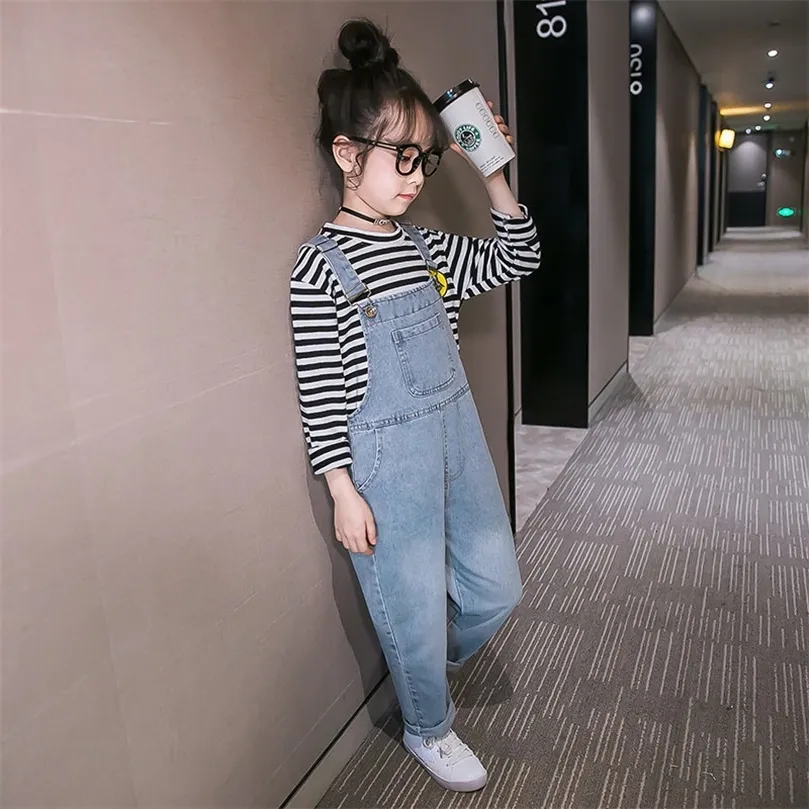 Spring Autumn Kids Girl Jeans Overalls For Teens Denim Rompers Child Denim  Jumpsuits Children Jeans Pants for Girls Overalls LJ201203