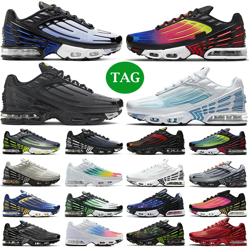 men women running shoes tn plus 3 Black Red Blue Iridescent Crater Crimson Red Deep Royal Ghost Green Hyper Violet Laser Light Bone Yellow mens trainers sneakers