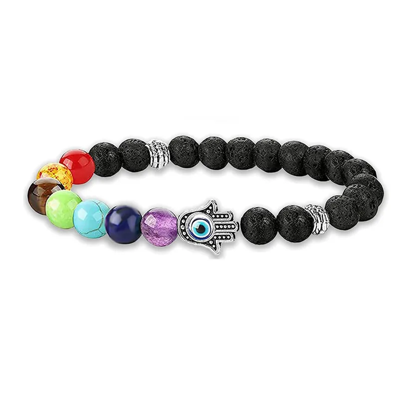 2-Pack Lava Stone Healing Bracelet – Chakra Beads, Reiki, Essential Oil Diffusing, Stretch Fit (8mm Beads, 40g) - View #2