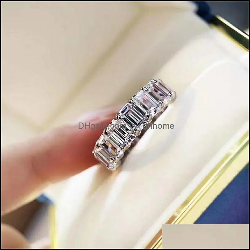 Hot Sale New Arrival Luxury Jewelry 925 Sterling Silver&ampGold Fill Princess Cut White Topaz CZ Diamond Women Wedding Engageme 57 L2