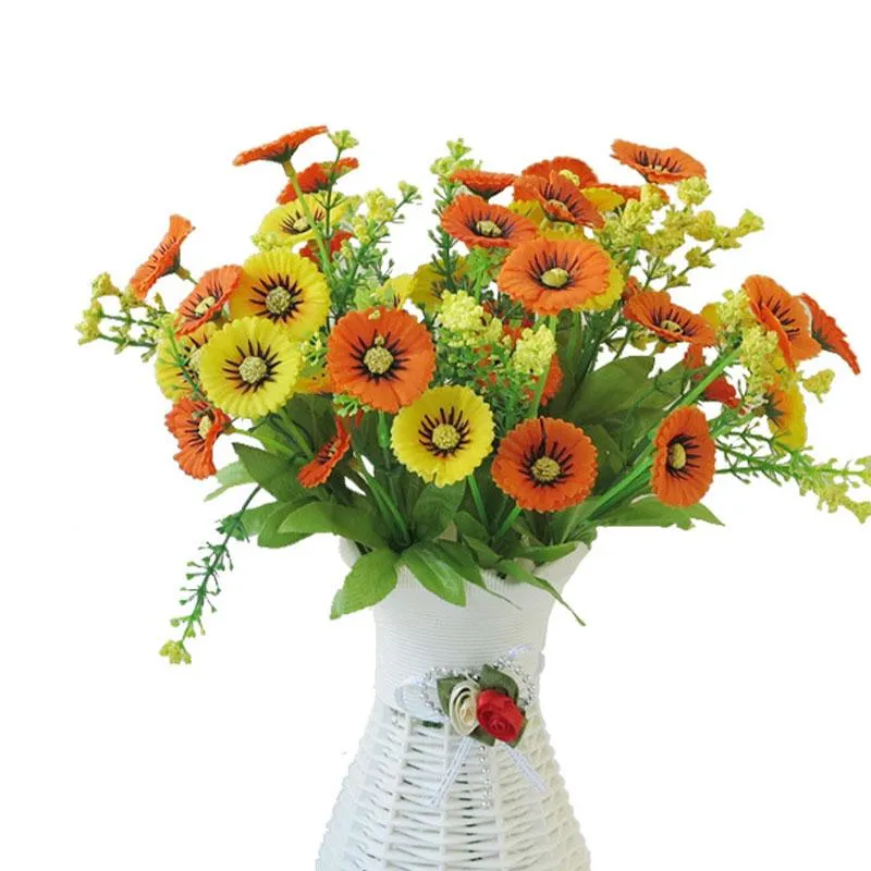 Couronnes de Fleurs Décoratives Fleur Artificielle 21 Têtes d'Argent Chrysanthème Imitation Plastique