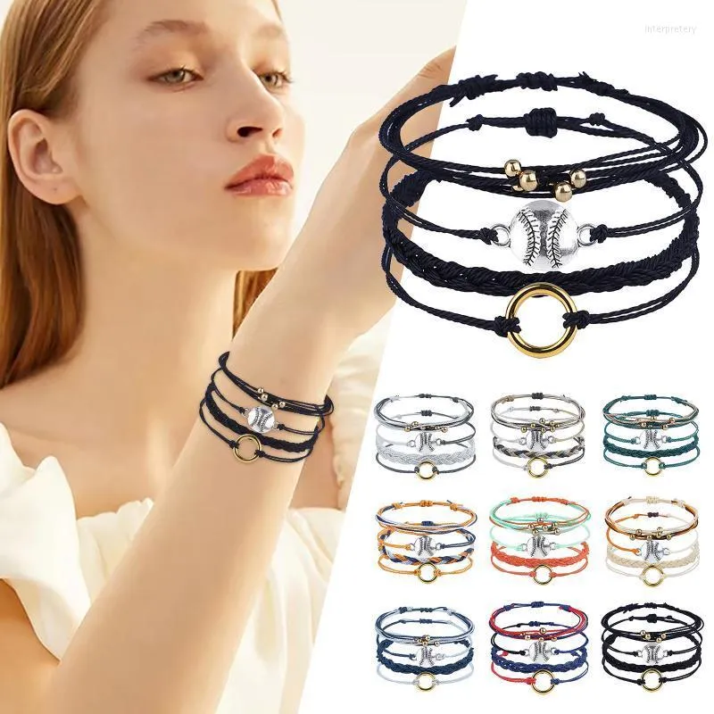 Bracciale rigido orecchini di perle set di 3 braccialetti da baseball lavorati a mano con ciondoli da polso accessori per ragazze regali di festa Set di gioielli occidentaliBangle Inte22