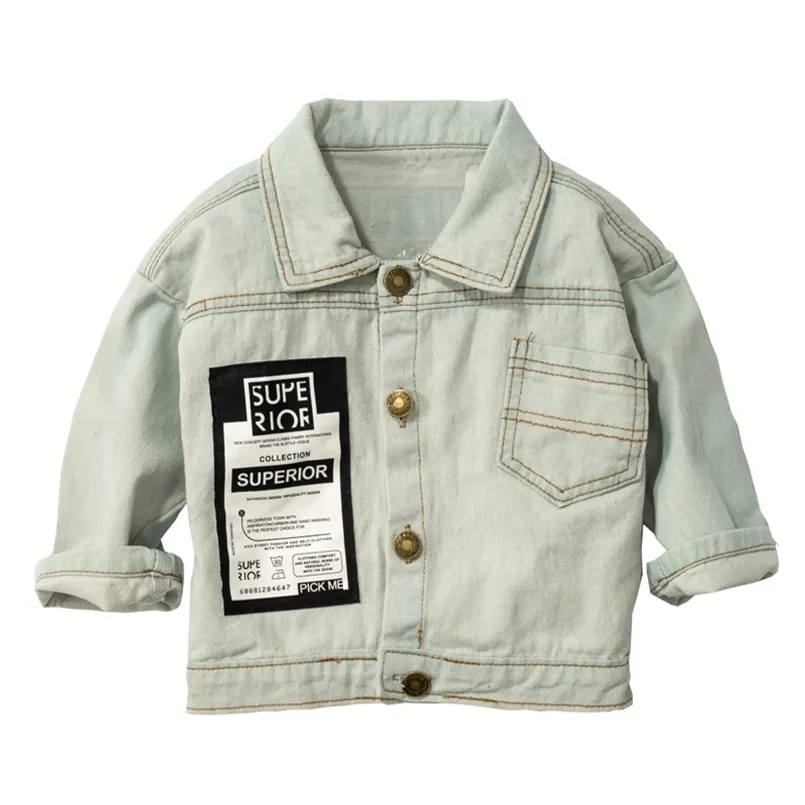 Vestes Bébé Denim Veste Infantile Garçon Fille Automne Survêtement Mode Lettre Garçons Filles Manteaux 1 2 3 4 5 Ans Enfants Vêtements Top 220826