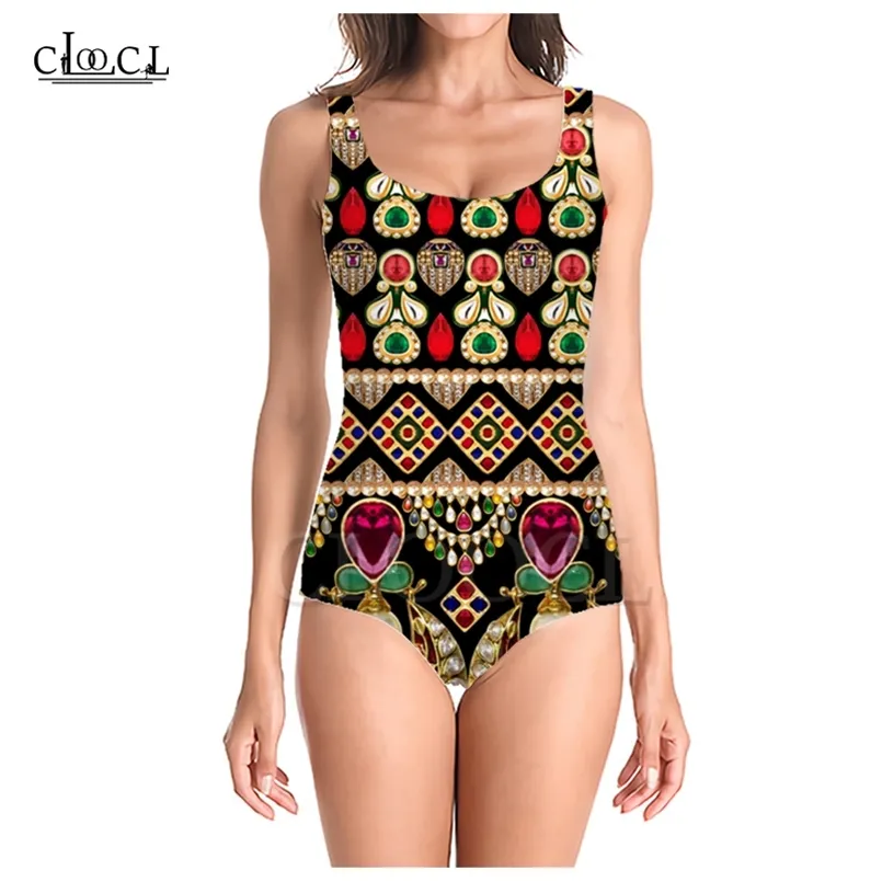 est retro geometryczne wzory 3D Dziewczyny Onepiece Summer Bathing Suit Bez rękawów Slim Sexy Women Fashion Swimsuit 2206617