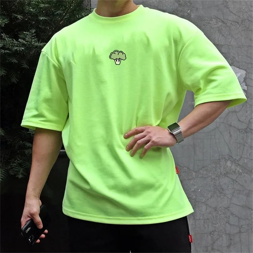 メンズTシャツクールサマールーズメンTシャツカジュアルショートスリーブ面白いブロッコリープリントTシャツ夏TシャツトップスTシャツ男性220607