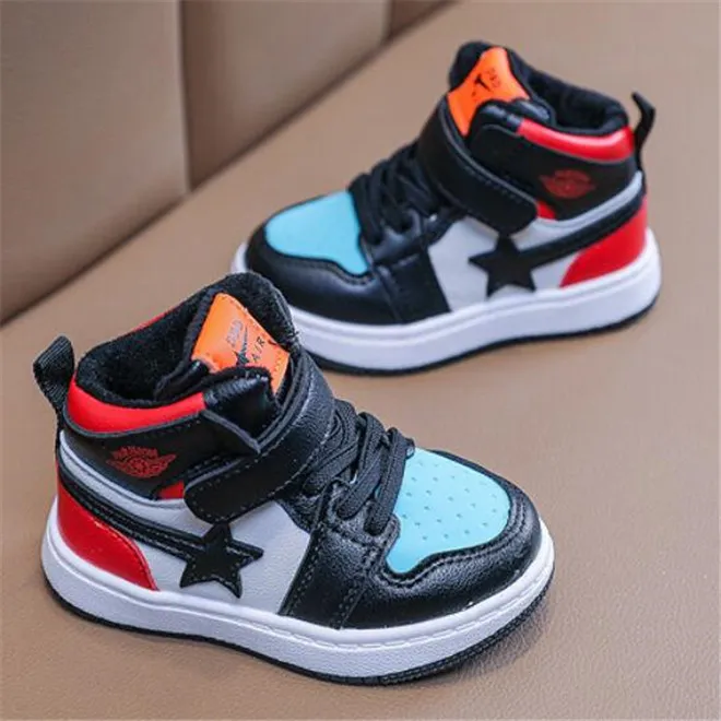 Autumn Winter Kids High-top Sneakers Fashion Boys Girls Shoes Breathable Sports Running Shoes Lightweight Children Casual Walking Shoe
