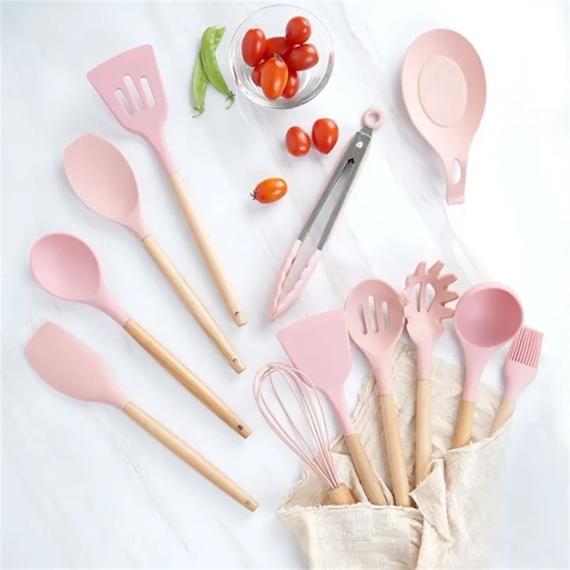 11 Pz / set Utensili da cucina Accessori da cucina antiaderenti Gadget Spatola Cucchiaio Colino Pala Utensili da cucina T200415