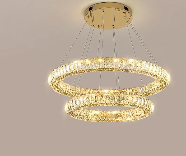 Nordic salon żyrandol Nowy wysokiej klasy pierścień kryształowy żyrandol lekki luksusowa restauracja główna lampa