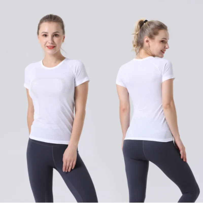 2022 NEW Align LU-07 Women's 2.0 Yoga Short Sleeve Solid Color Nude Sports Shaping Waist Tight Fitness Loose Jogging High Quality