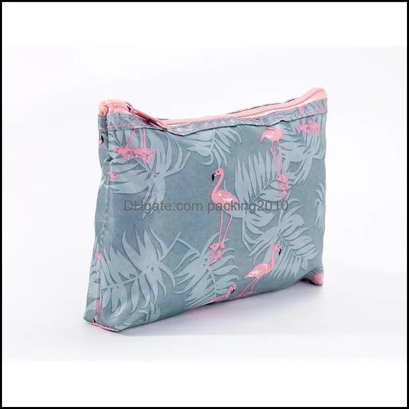 bird print waterproof cosmetic bags collapsible travel wash bags canvas portable purse multifunction zipper storage bags dbc