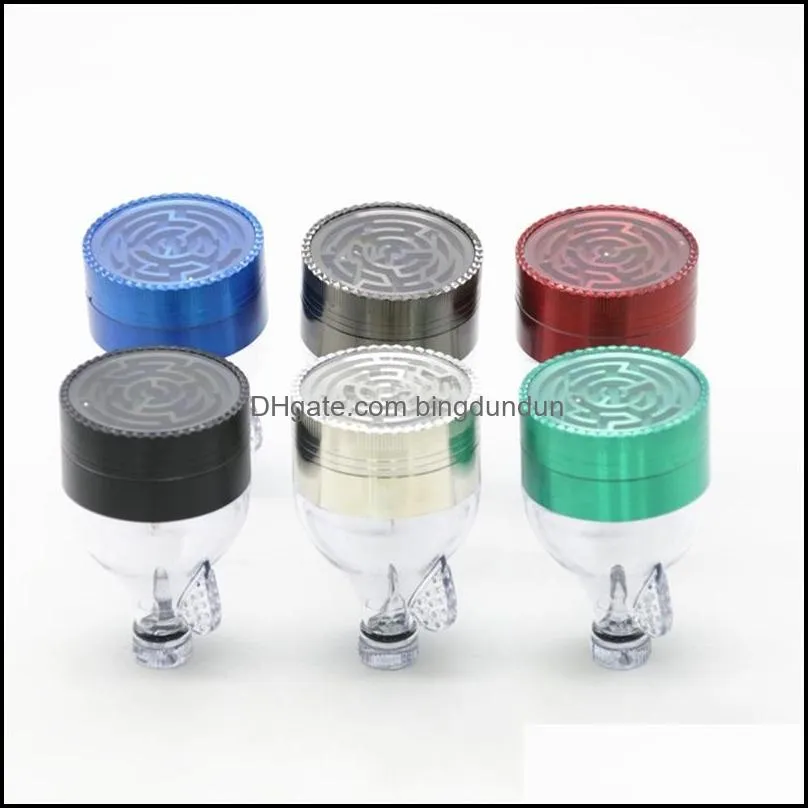 Smoking Accessories Pattern Funnel Maze Kirsite Grinder Multi Colors Metal Herb Grinders 3 Layers Cigarette Mill 52Mm 14 2cc D2