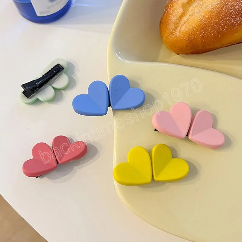 Koreanische kinder süßigkeiten farbe liebe herz haarnadel kleine mädchen Pony Clips für kinder haar zubehör