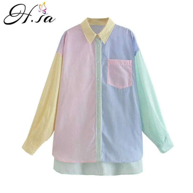 HSA Spring Shirt Kobiety swobodny koszula bawełniana bluzka z długim rękawem dla dziewcząt swobodny koreańsko -mody streetwear spółki 210716