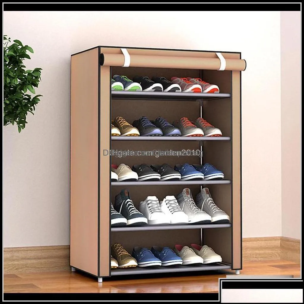 Storage Holders & Racks Home Organization Housekee Garden Drop Delivery 2021 4/5/6/8/10 Layer Dustproof Non-Woven Shoe Rack Bedroom