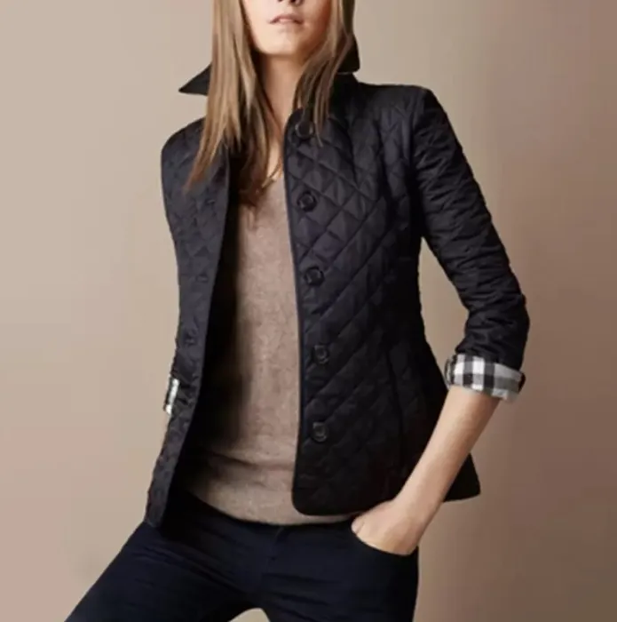 卸売 - 新しい女性ジャケット冬秋コートファッション綿スリムジャケット英国スタイルチェック柄キルティングパッド入りパーカー