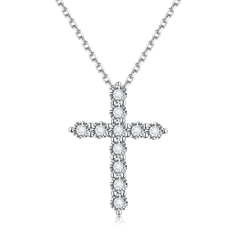 BOEYCJR 925 Silver D color 066ct 25mm Moissanite VVS1 Cross Pendant Necklace for Women or Men