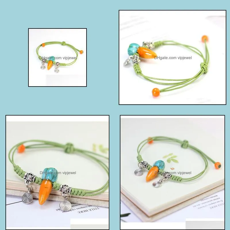 small carrots pattern ceramic fashion jewelry green rope cartoon style women cute popular adorn article vipjewel