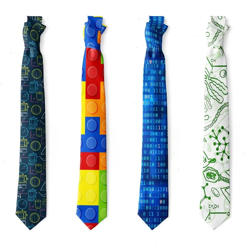 Fashion Colorful Square Digital Printed Necktie Wide Novelty Ties For Men Teen Casual Funny Party Suit Match Accessories Tie