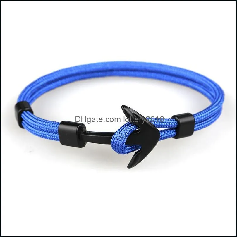 Free Shipping 10pc/lot Gold Nautical Charm Anchor Bracelet for Men Women Multi-Wrap Rope Bracelets Adjustable Size 6