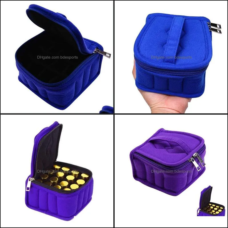 Storage Bags 16 Cells  Oil Bag 5ml 10ml 15ml Carrying Case Travel Organizer Velvet Zipper For Women Random Color