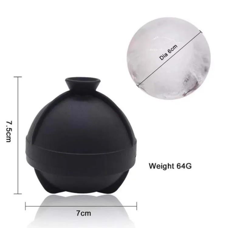 Ferramenta de Molde para Bolas de Gelo Silicone Redondo para Hóquei para Uísque Bolas para Cubos de Gelo Esfera Molde 3D para Coquetel de Uísque e Vinho Molde para Cubo de Gelo SN4064