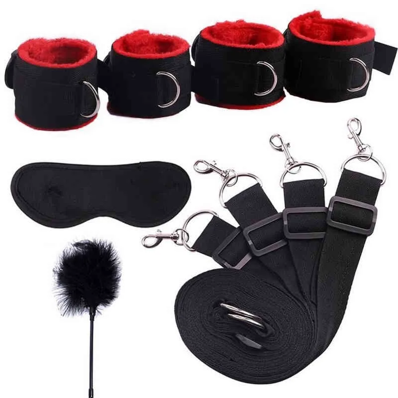 Nxy Sm Bondage Sex Toys per donna Uomo Bdsm Set sotto il letto Manette di contenimento erotico Polsini alla caviglia Maschera per gli occhi Giochi per adulti per coppie 220423