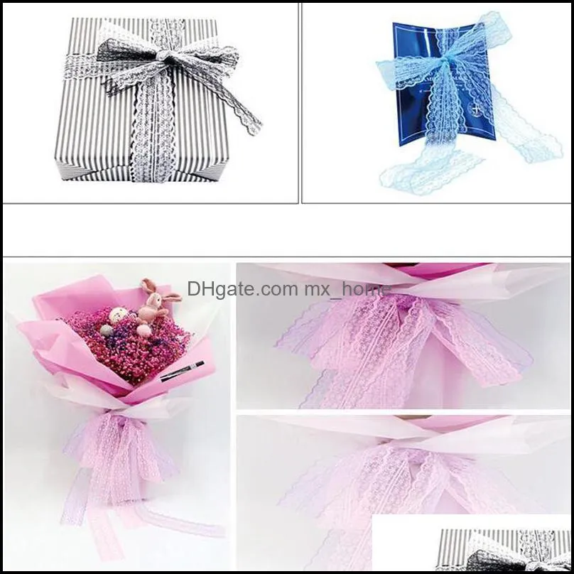 colorful gift package lace ribbons 2m gift wrap 4.5cm wide lace ribbon tape trim fabric diy embroidered net cord customizable vt0433