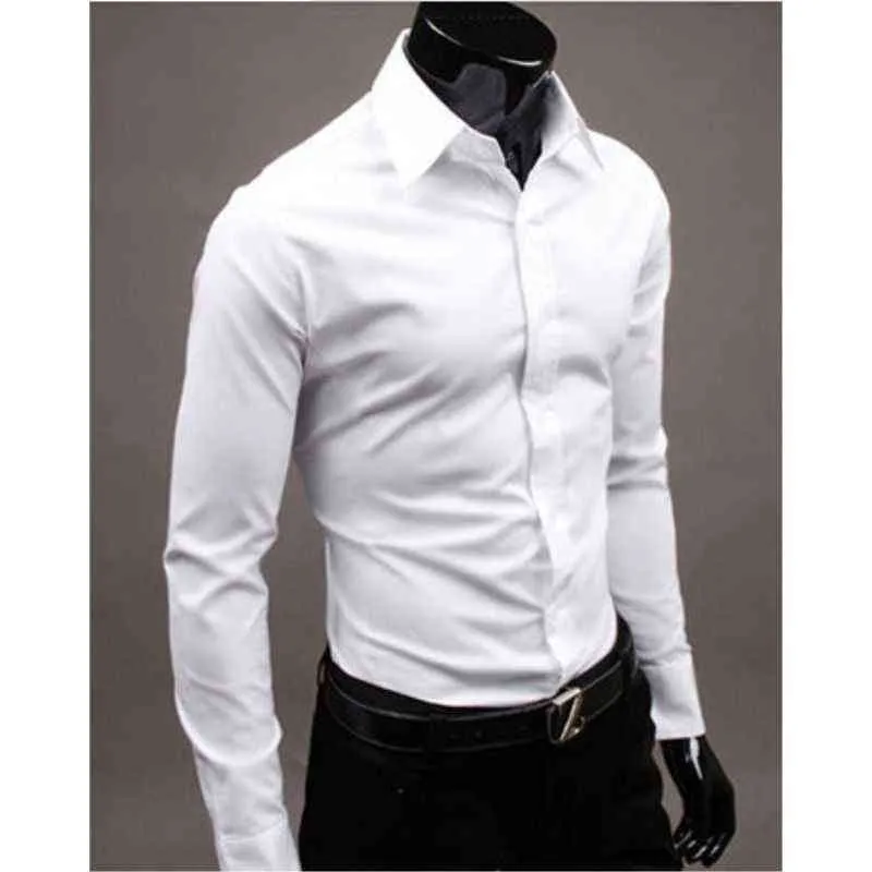 20 colores camisas de algodón hombres oficina de negocios hombre vestido camisas manga larga caballeros streetwear moda alta calidad sólido blanco g220511