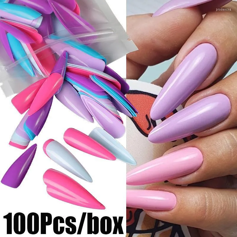 False Nails Solid Color Matte Nail Tip Coffin Long Ballet Fake Press On Artificial Art Extension Tool Prud22