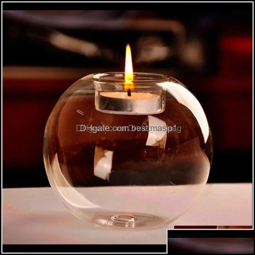 Holders D￩cor & Gardenportable Classic Crystal Transparent Glass Holder Wedding Bar Party Home Decor Candlestick Matching Block Candle