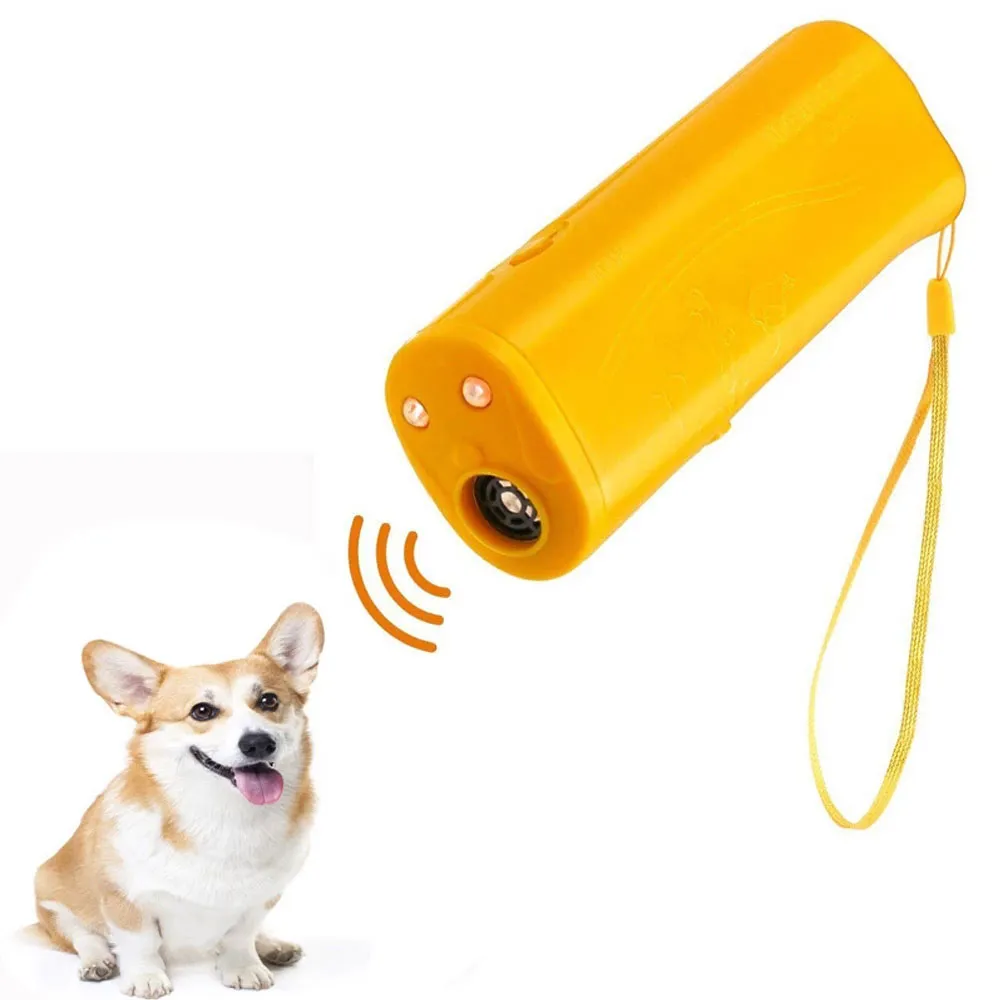 Hundträning 3 i 1 hundar Anti Barking Device Ultrasonic Dog Repeller Stop Bark Control Trainings Supplies With LED Ficklight