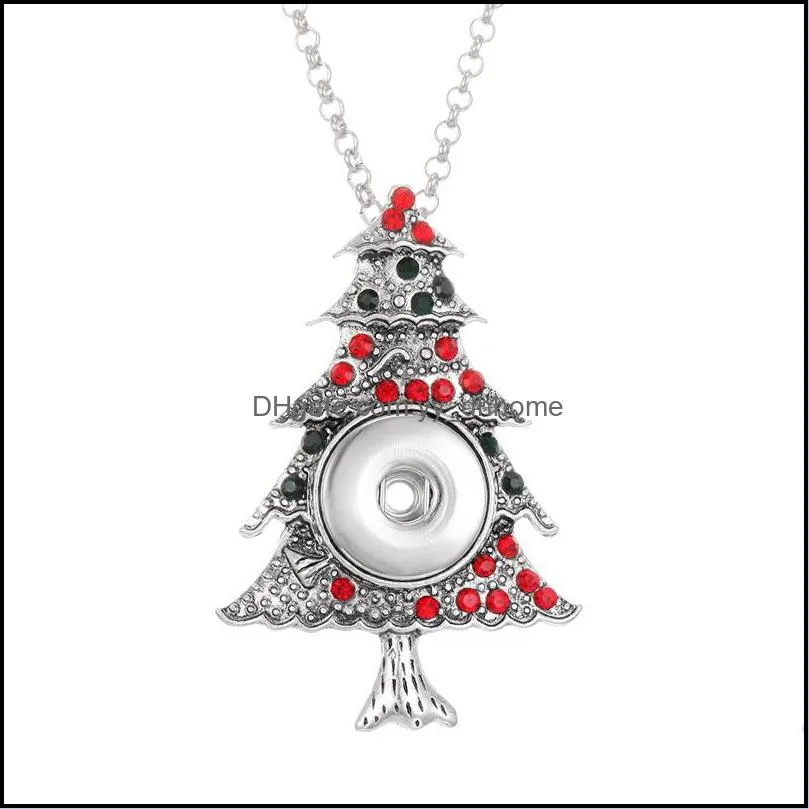 christmas series tree snowman snap button pendant necklace fit 18mm snaps buttons jewelry snaps necklaces for women mom gift yydhhome