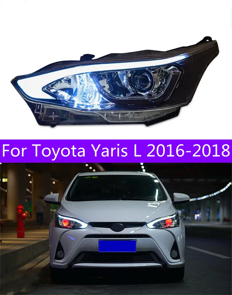 Toyota Yaris의 자동차 헤드 라이트 L 20 16-20 18 헤드 라이트 LED 달리기 조명 BI-XENON BEAM FOG LIGHTS Angel Eyes