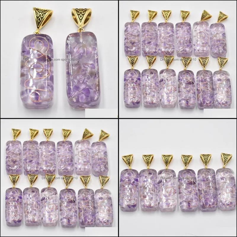 41x17x11mm retro amethyst natural stone charms pillar pendant wholesale diy necklace jewelry making sports2010