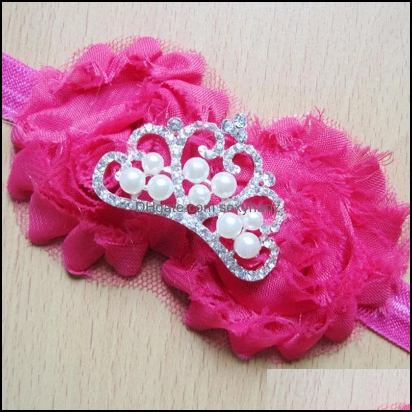 baby girl crown flower pearl solid color headbands kids princess headwear elastic hairbands children hair accessories