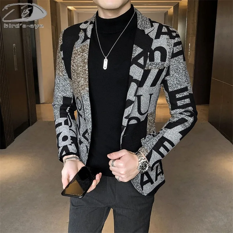 5XL Brand Clothing Men Fashion Suit Party Coat Casual Slim Fit Jackets Buttons Suit Letter Print Painting Blazers Male 220801