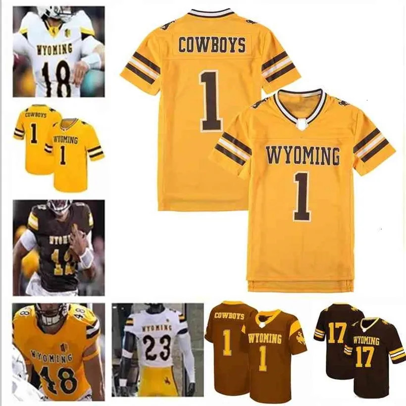 CeoCustom College 2021 Wyoming Football Jersey Josh Allen Sean Chambers Levi Williams Xazavian Valladay Titus Swen Isaiah Neyor Ayden Eberhardt