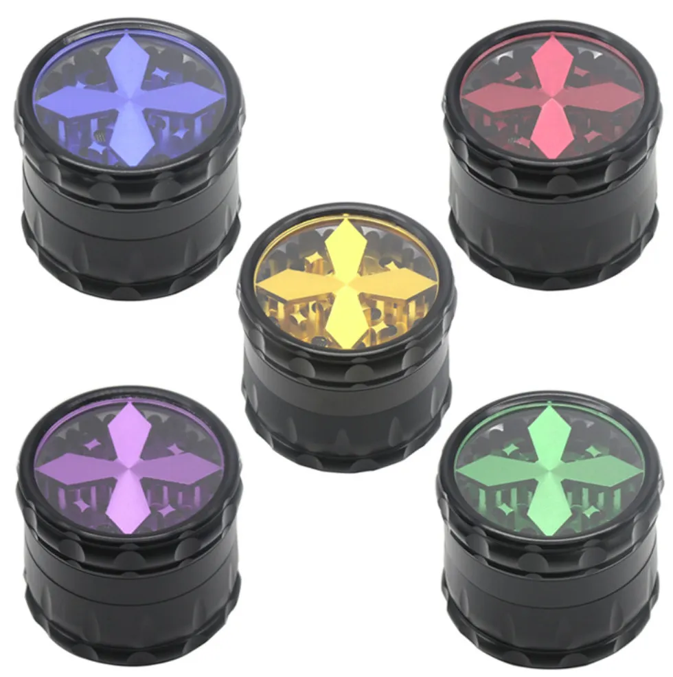 The latest 63X52mm Smoke grinder four -layer aluminum alloy cross cover smoke grinding heater many style choices support custom LOGO