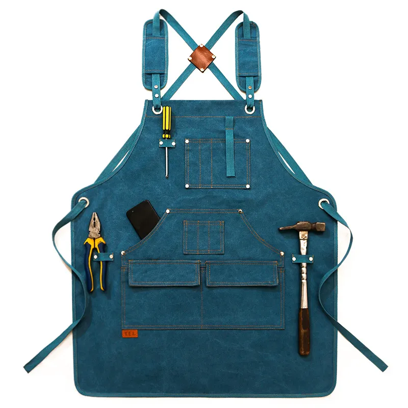Grembiule da lavoro in tela da uomo con tasche, grembiule