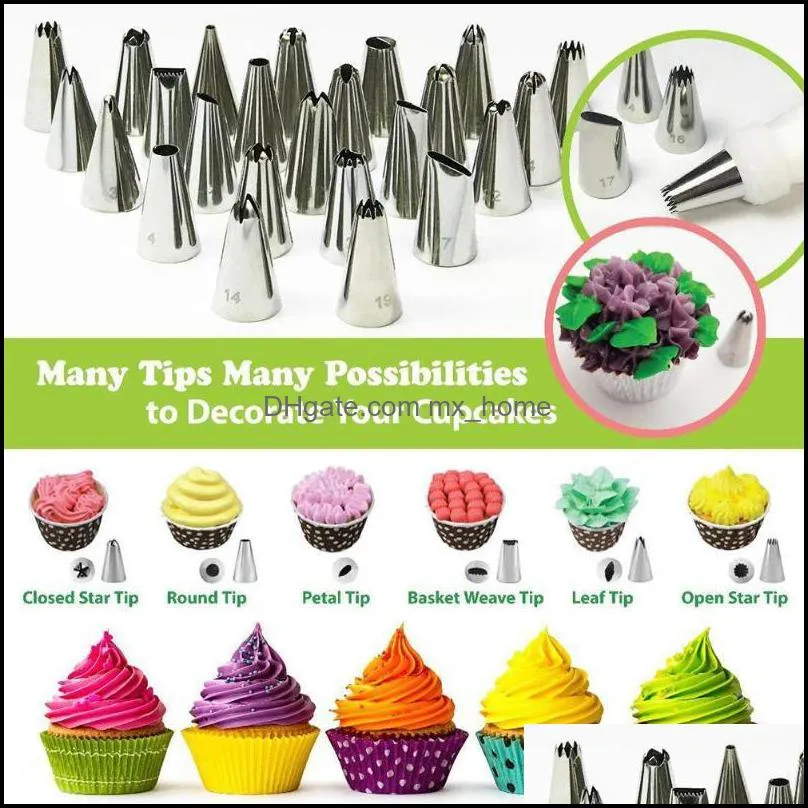 baking & pastry tools cake decorating set 46pcs/set stainless nozzles turntable tube fondant tool for cakes