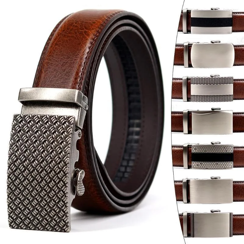 Bältesvarumärke Simple Casual Men's Leather Belt Designer Luxury Cowhide Ratchet High Quality Alloy Automatic BuckleBelt Forb22