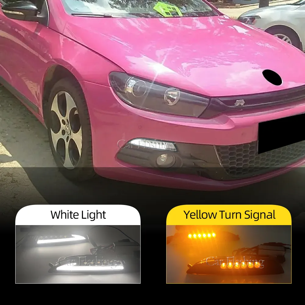 1 VW Scirocco için Set Araba Ön LED DRL DRL 2008 2009 2012 2011 2012 2012 2014 2015 Amber Dönüş Sinyali Işıklar Gündüz Işıklar Işıkları Işıkları