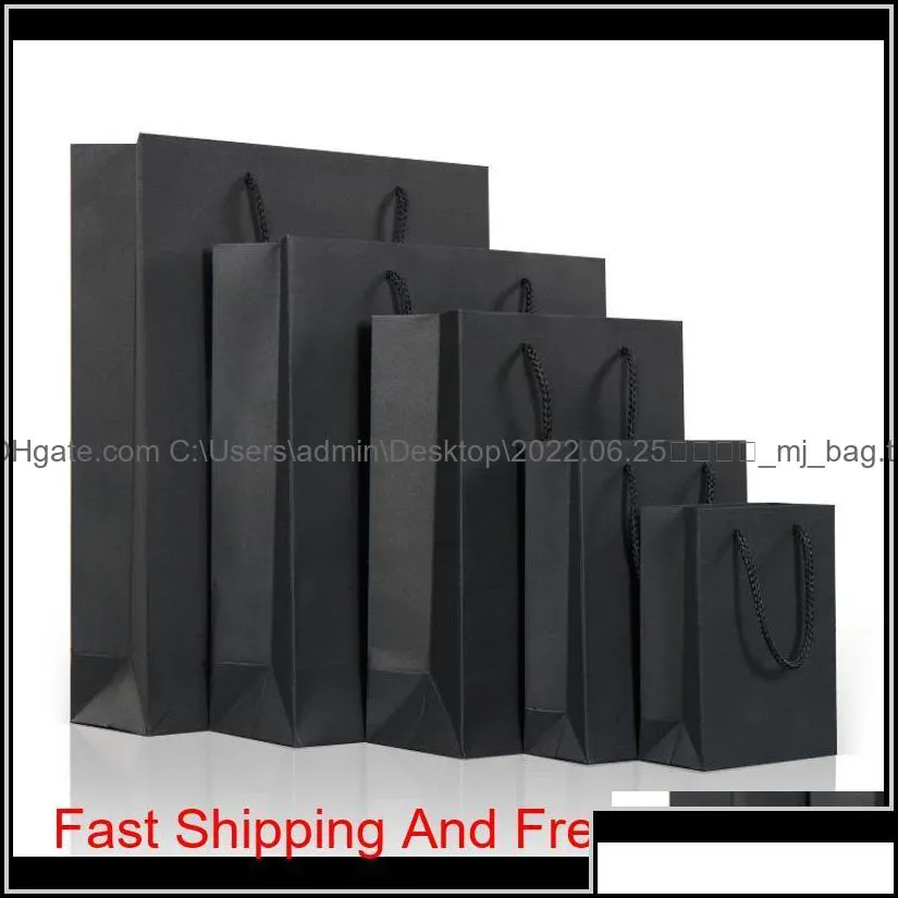 Wrap Event Festive Supplies Home & Garden Drop Delivery 2021 10 Size Black Paper Bag With Handle Wedding Birthday Party Gift Christmas Year