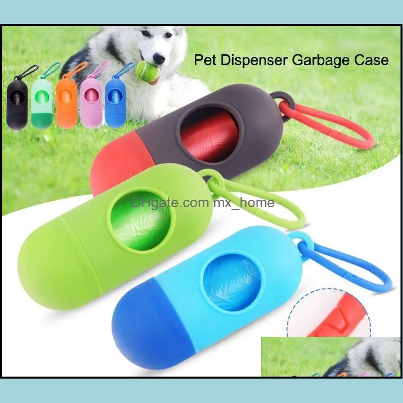pet dog dispenser garbage case included pick up waste poop bags dog pet supplies household cleaning tool 8 colors 10.5*4cm dh0316