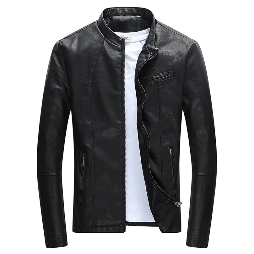 Automne Hiver Hommes Casual Zipper PU Veste En Cuir Moto Veste En Cuir Hommes Loisirs Vêtements Hommes Slim Veste En Cuir 220816