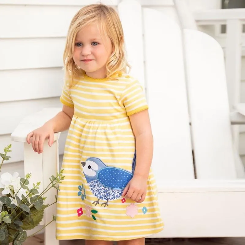 Mädchen Kleider Little Maven 2022 Sommer Baby Mädchen Casual Kleid Baumwolle Kinder Schöne Vogel Gefüttert Hübsch Für Kleinkind Kleinkind Kinder mädchen