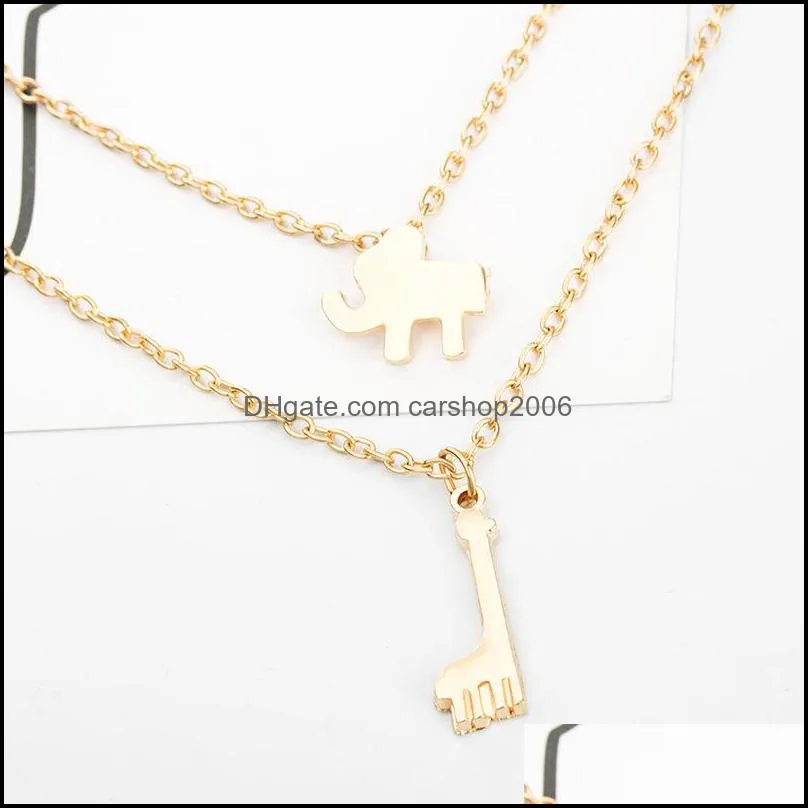 multilayer necklaces elephant necklaces & pendants collar women jewelry gift double chain choker necklace carshop2006
