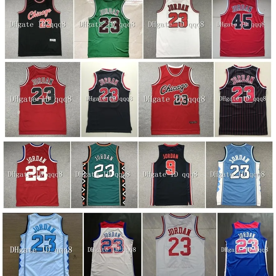 NA85 Toppkvalitet 1 North Carolina College Chicagos 23 Michael Bull Jersey USA Vintage Basketball College 96 All Star Retro Basketball Sportswear