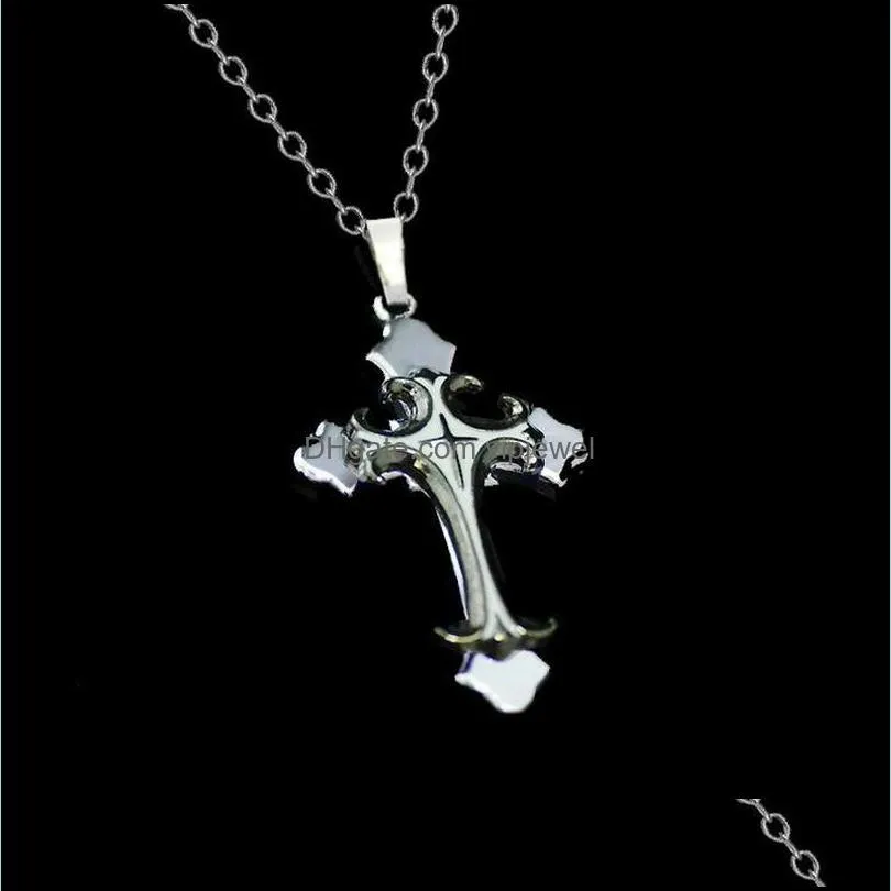 brand new christian plating drops cross pendant necklace short section wfn020 (with chain) mix order 20 pieces a lot k6096